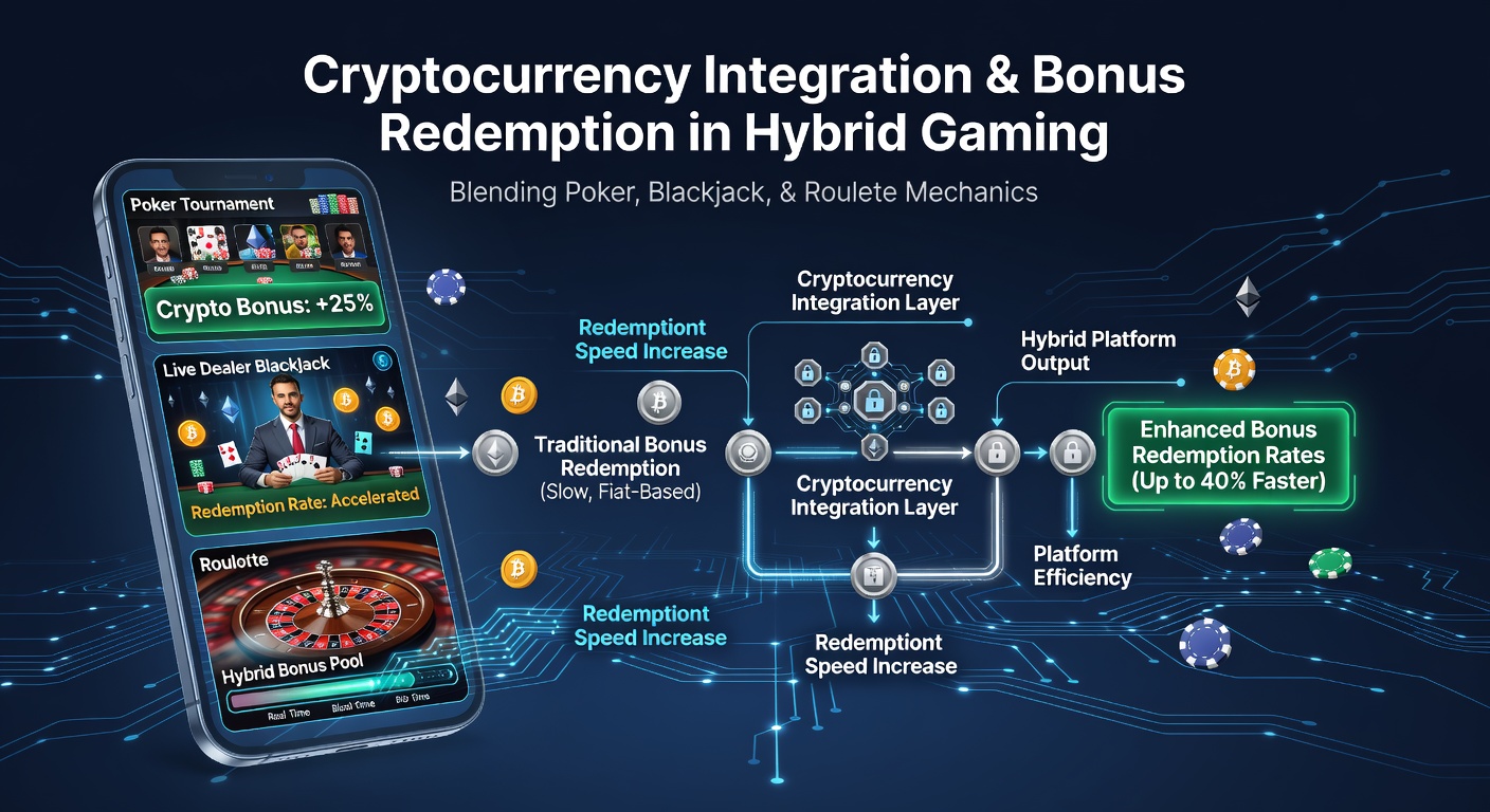 Hybrid mobile gaming interface showing cryptocurrency wallet integration with poker tournaments and live dealer tables