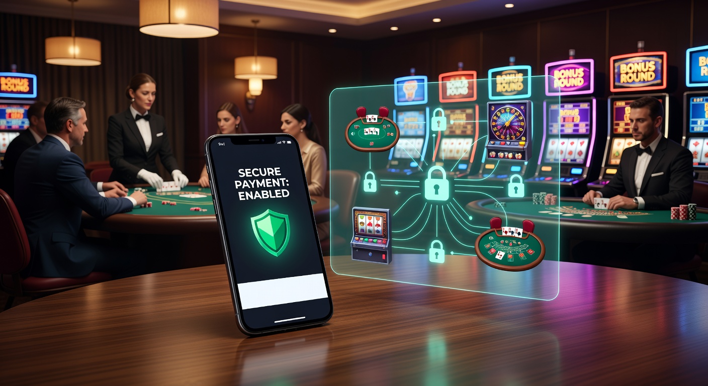 Secure mobile payment interface displayed on a smartphone during a live dealer poker session with integrated slot and blackjack bonus prompts