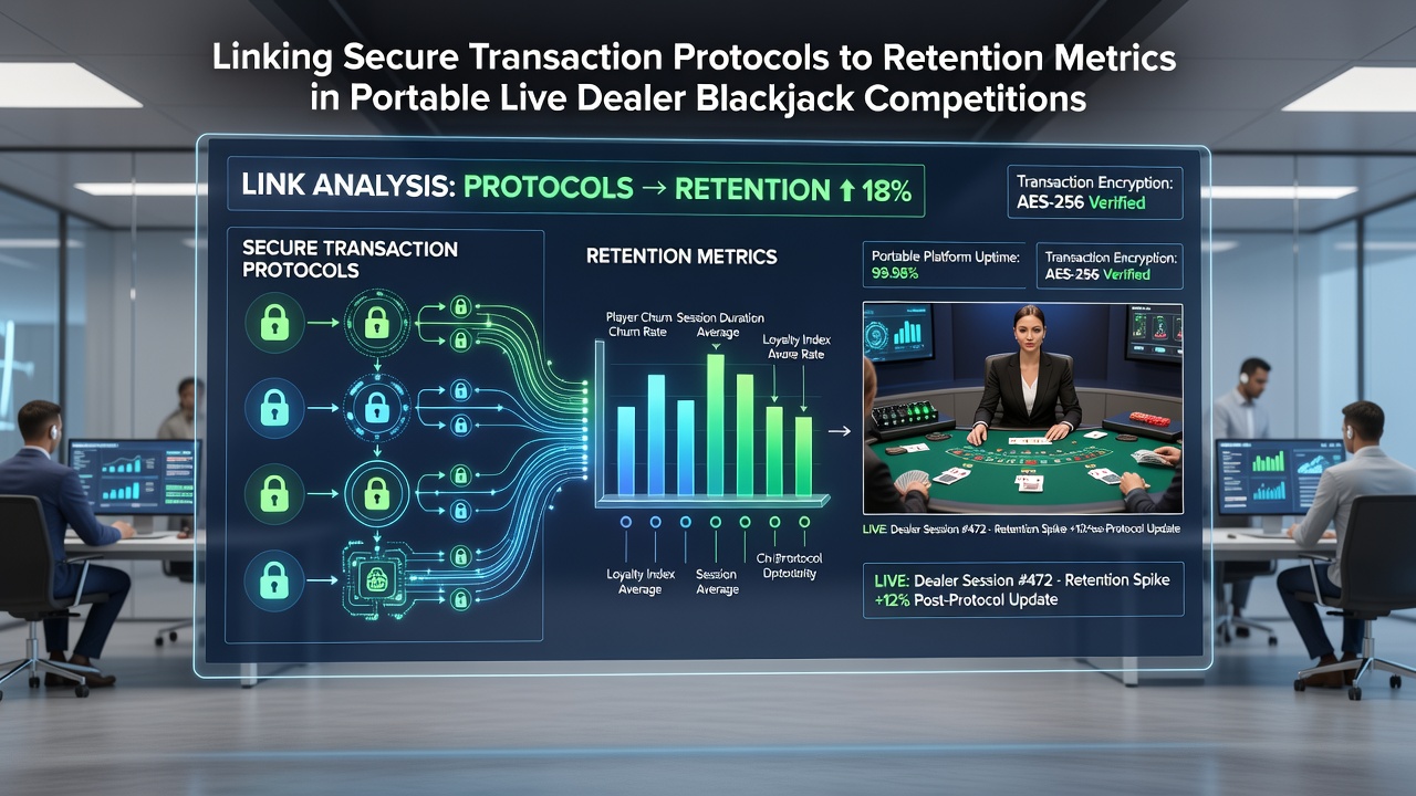 Graph overlay on a smartphone screen illustrating retention curves for players using different transaction security levels in live blackjack events